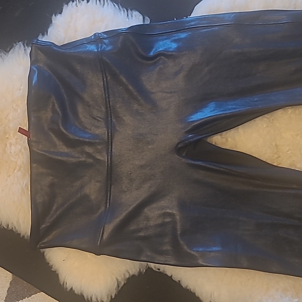 Spanx black faux sueded leather XL Tall leggings